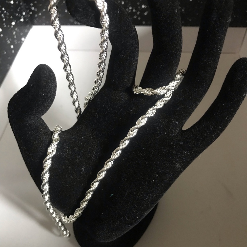 Sterling Silver Twisted Rope Chain Necklace and bracelet